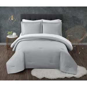 Antimicrobial 5-Piece Grey Seersucker Microfiber Twin XL Comforter Set