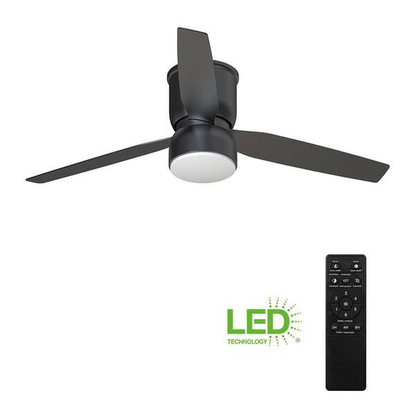 Ossa 52 in. Integrated LED Indoor Matte Black Smart Ceiling Fan with Remote Control and CCT Powered by Hubspace