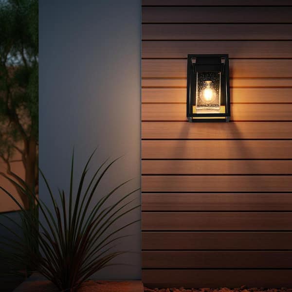9 in. Black Outdoor Hardwired Wall Sconce with No Bulbs Included