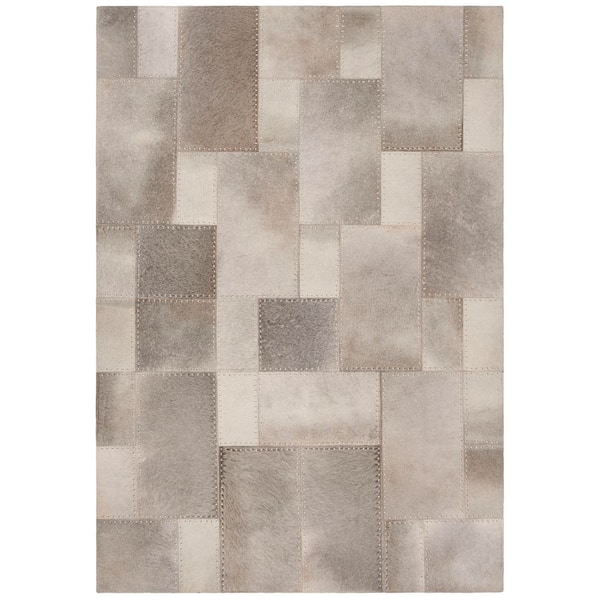 Studio Leather 4 ft. x 6 ft. Gray Geometric Area Rug