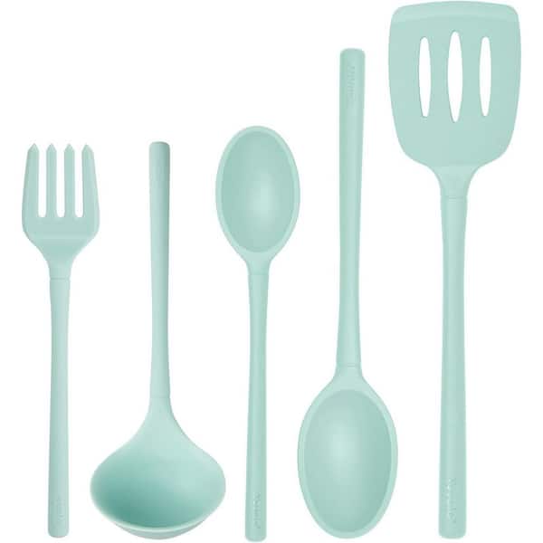 Flex-Core 5-Piece Silicone Kitchen Tool Set, Aqua