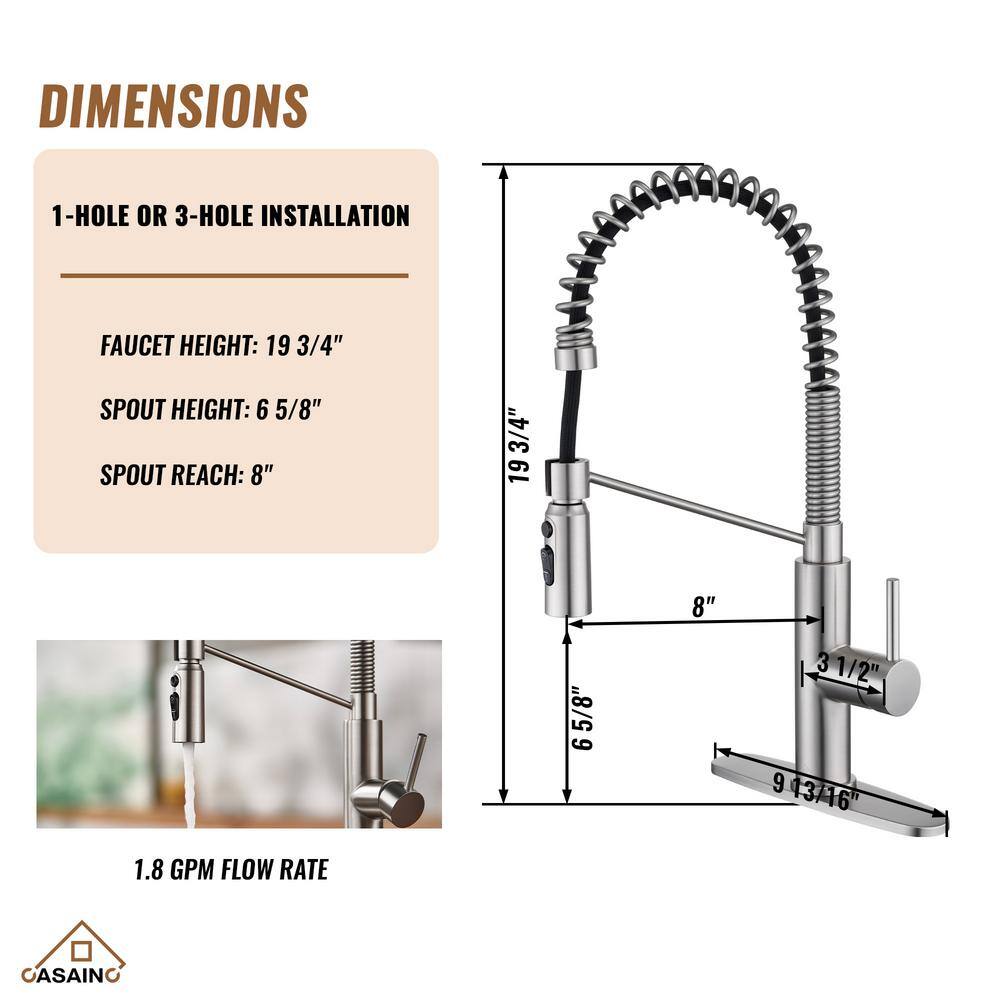 Brushed Nickel Pull Down Kitchen Faucet with Deck Plate