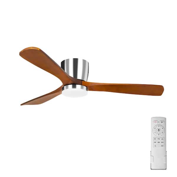 52 in. door Nickel 3 Wood Blades Ceiling Fan with Remote Control, Quiet DC Motor 6 Speed Levels Reversible Ceiling Fan