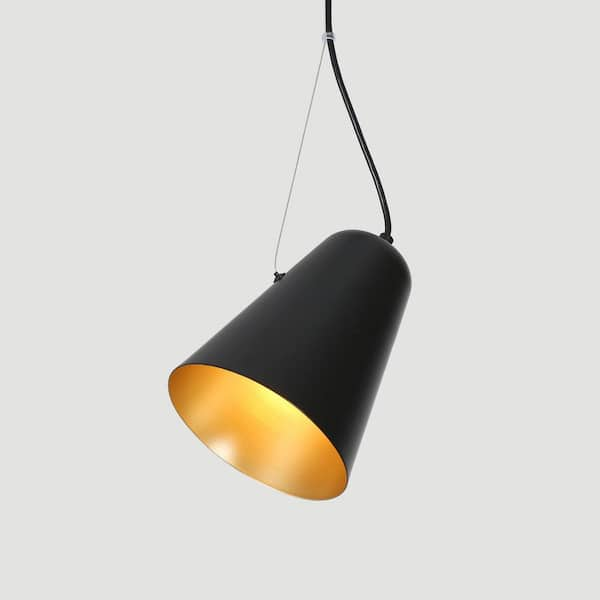 Uolfin Modern Black Pendant Light, 1-Light Gold Transitional Bell