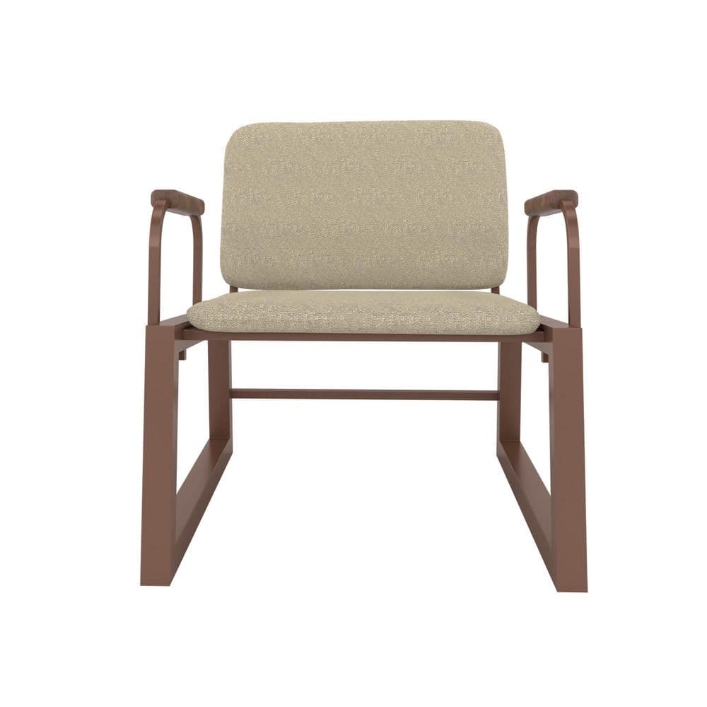 Sleek White Faux Leather Low Accent Chair with Metal Frame