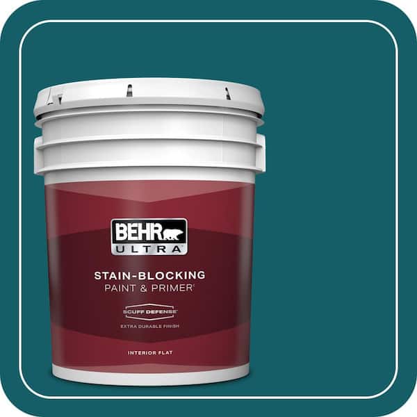 BEHR ULTRA 5 gal. #S-H-530 Tropical Skies Extra Durable Flat Interior Paint & Primer