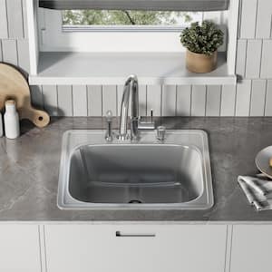 Ouvert 16-Gauge Stainless Steel 25 in. Single Bowl Drop-In Kitchen Sink