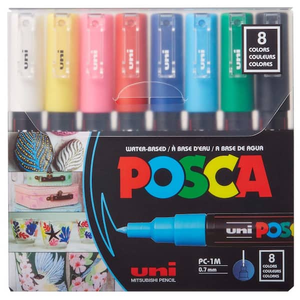 12 Posca Paint Markers, 1M Markers with Extra Fine Tips, Posca Marker Set  of Acrylic Paint Pens | for Art Supplies, Fabric Paint, Markers for Art