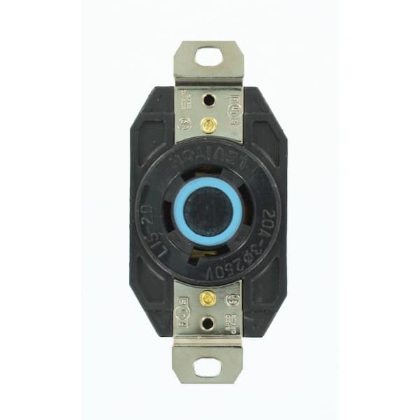 20 Amp 250-Volt 3-Phase Flush Mounting Grounding Locking Outlet, Black 2420