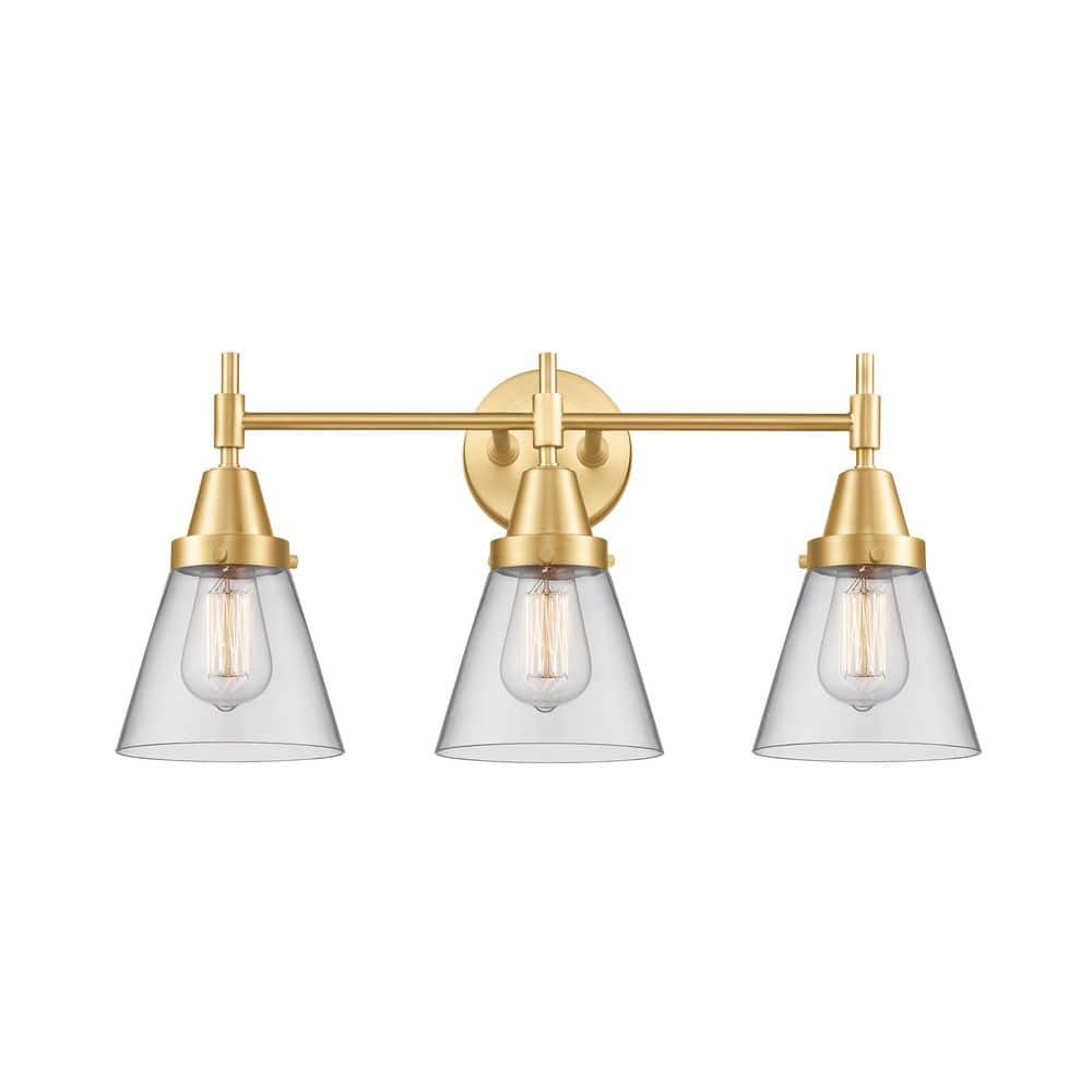 Cone 24.25 in. 3-Light Satin Gold Vanity Light with Glass Shade price history on PriceWatchPro