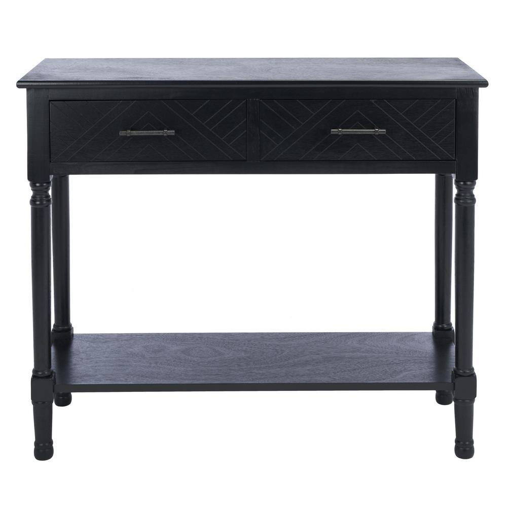 Peyton Black Wood and Metal Hallway Table with Storage