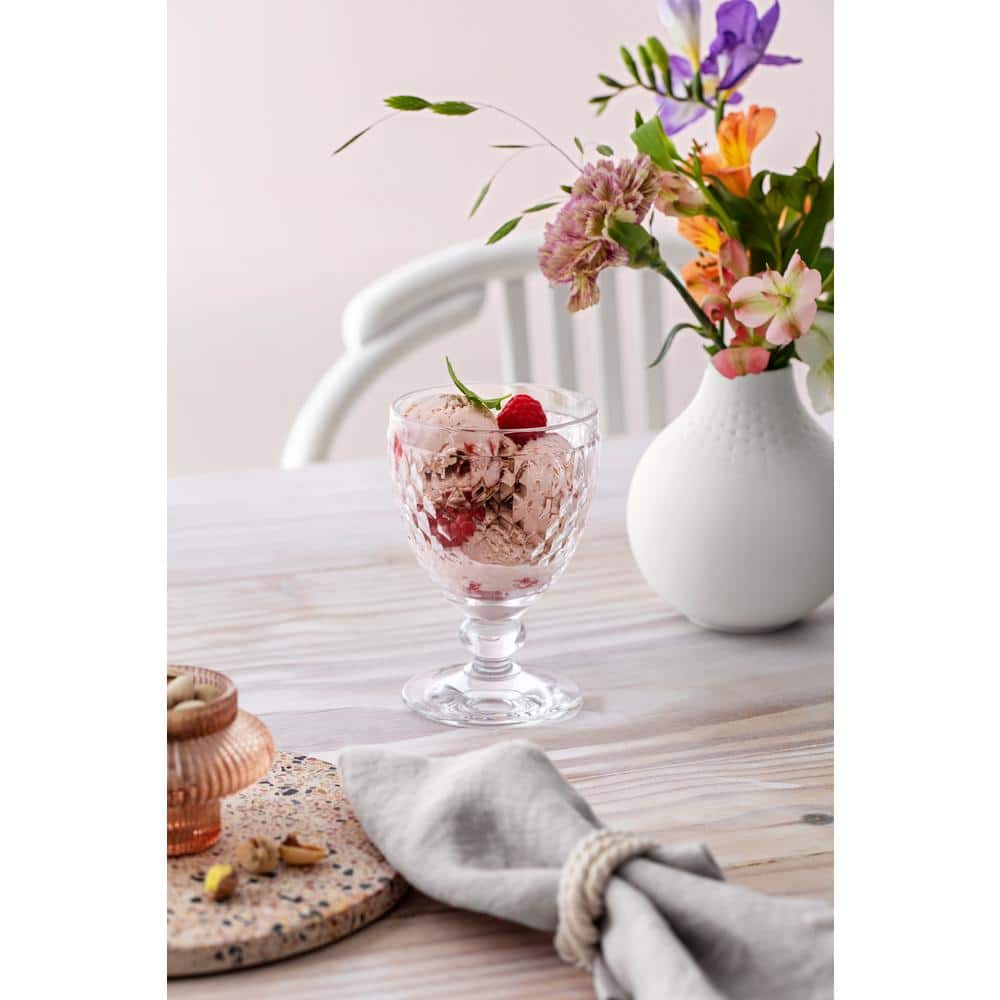 Boston Clear Crystal Goblet Set with Textured Design, 11 oz.