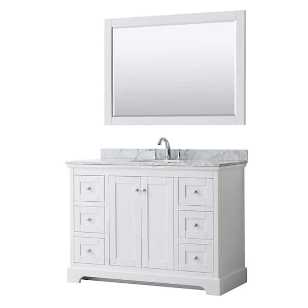 Wyndham Collection Avery 48 in. W x 22 in. D Bath Vanity in White with ...