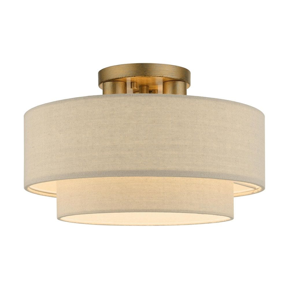 Parkside 15 in. Mid Century Drum Modern Antique Gold Leaf Semi-Flush Mount for Bedroom, Kitchen, Bulb not Included price history on PriceWatchPro