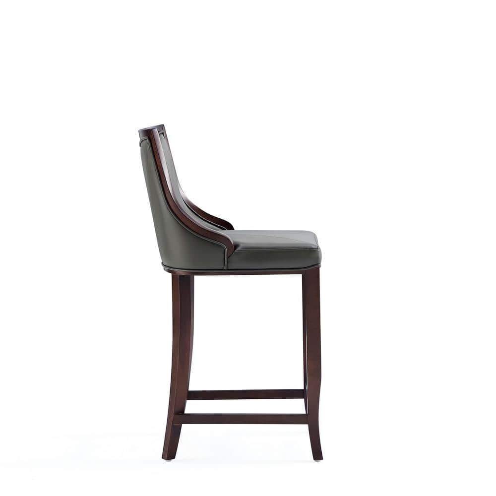 Pebble Grey Faux Leather Bar Stool with Walnut Beech Frame