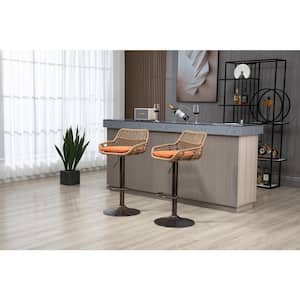 33.4 in. Orange Low Back Metal Bar Stool with Footrest for Kitchen, Dining Room (2-Piece)