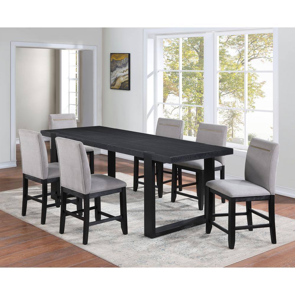 Yves 95" Black Wood Extendable Counter Height Dining Table