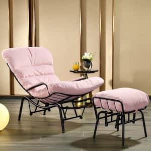 Magic Pink Flannelette Velvet Glider Rocking Chair and Ottoman Set for Living Room Bedroom