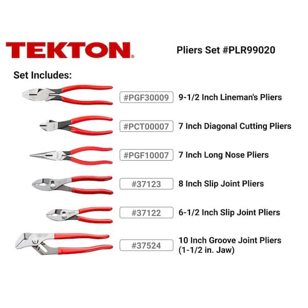 Diagonal, Groove, Linemans, Long, Slip Pliers Set (6-Piece)