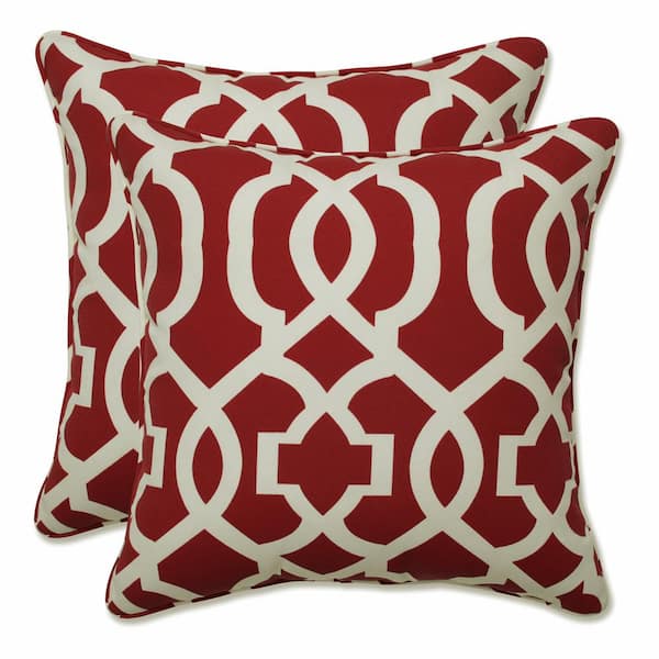 Pillow Perfect Red Square Outdoor Square Throw Pillow 2-Pack