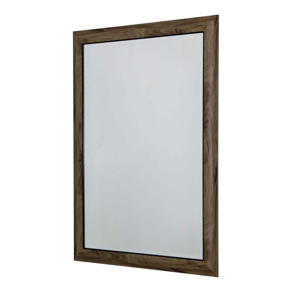 Rustic Gray Wash Wood Frame 31"x43" Wall Mirror with Black Trim