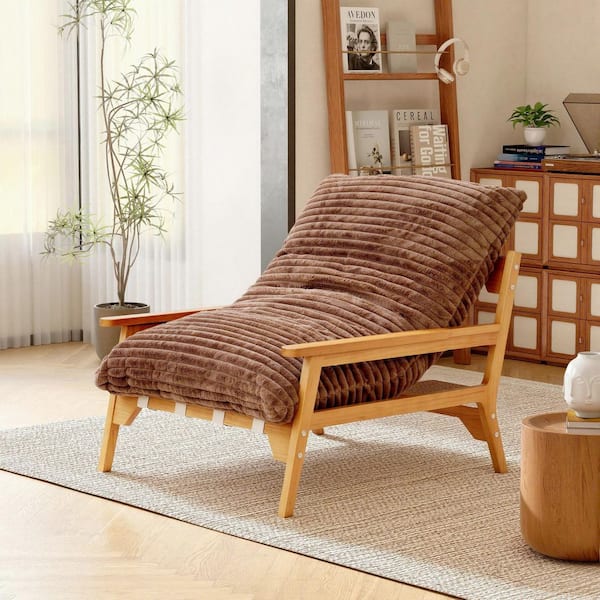 Brown Plush Cloud Velvet Oversized Accent Chair with Detachabke Cover, Deep Seat Cushion Square Arm Chaise Lounge