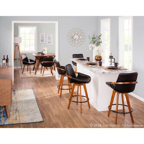 Cosmo Walnut Wood and Black Faux Leather Chair