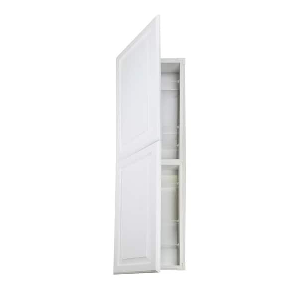 WG Wood Products 15.5 in. W x 71 in. H x 3.5 in. D Cutlass Raised Panel White Recessed Solid Wood Medicine Cabinet without Mirror