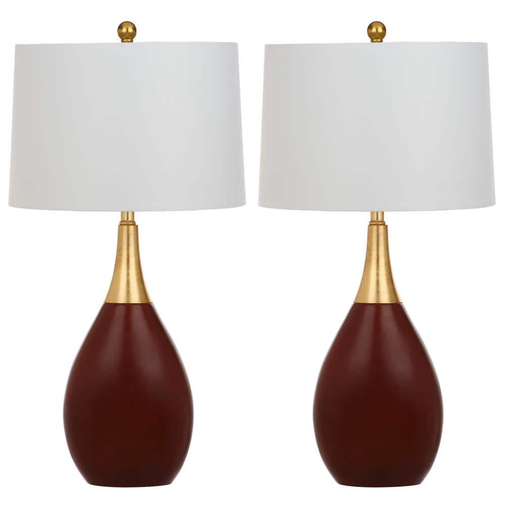 SAFAVIEH Medallion 27.5 in. Gold/Walnut Gourd Table Lamp with Off-White  Shade (Set of 2) LIT4507A-SET2 - The Home Depot