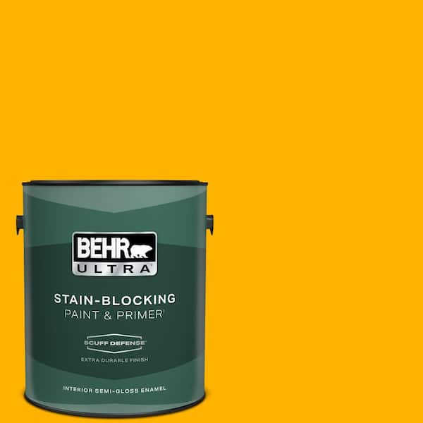 BEHR ULTRA 1 gal. #310B-7 Saffron Thread Extra Durable Semi-Gloss Enamel Interior Paint & Primer