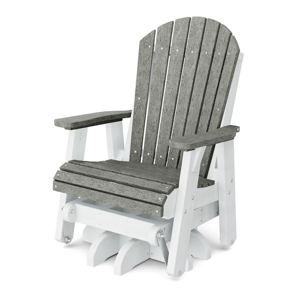 Heritage 1-Person Dark Gray and White HDPE Plastic Outdoor Swivel Glider