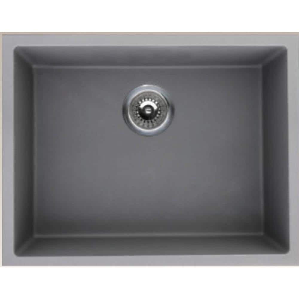 Grey Granite Composite 23 in. W Single Bowl Undermount Kitchen Sink with CS