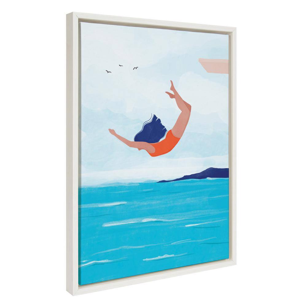 Kate and Laurel Sylvie Jump Framed Canvas by Maja Tomljanovic, 18x24, White