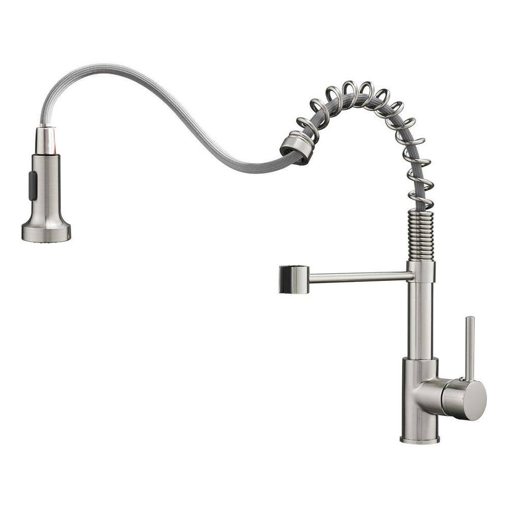 Aosspy Single Handle Pull Down Sprayer Kitchen Faucet In Brushed Nickel As Al109433n The Home