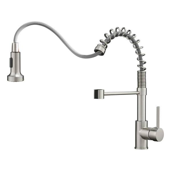 Aosspy Single-Handle Pull Down Sprayer Kitchen Faucet in Brushed Nickel ...