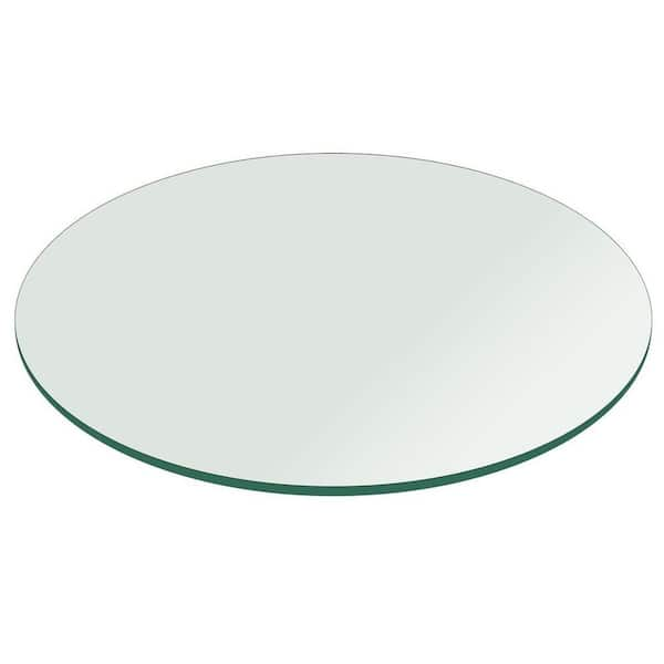 32 in. Clear Round Glass Table Top, 1/2 in. Thickness Tempered Flat Edge Polished