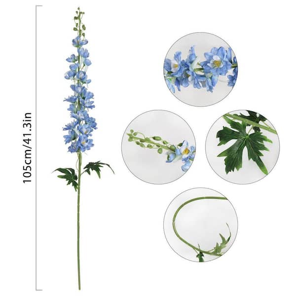 41.3 in. Light Blue 6 Pieces Artificial Delphinium Fake Flower
