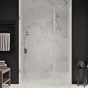 Tampa-Pro 39 1/16 in. W x 72 in. H Pivot Frameless Shower in SN with Shelves
