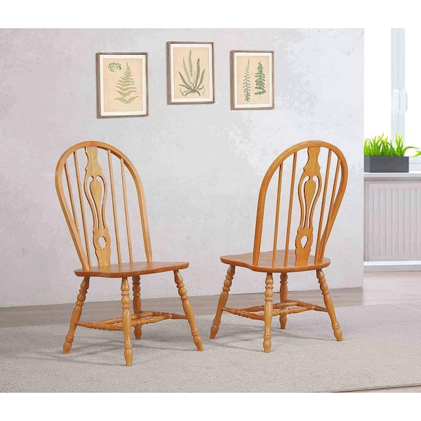 AndMakers Oak Selections Light Oak Solid Wood Dining Side Chair (Set of 2)