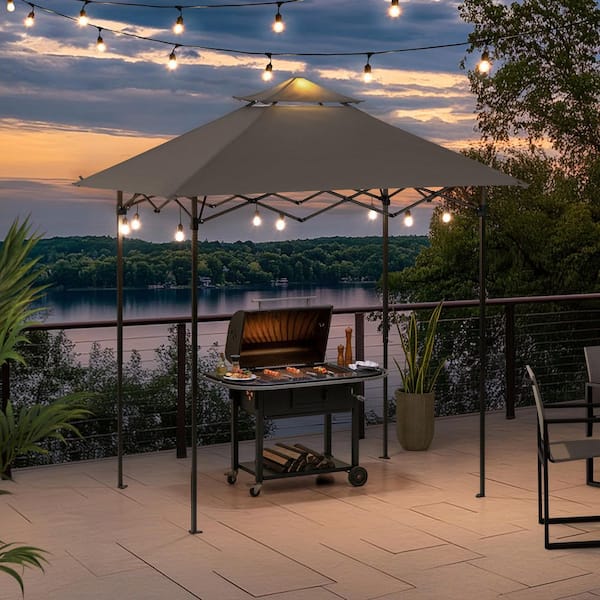 Sunjoy 5 ft. x 8 ft. Pop up Grill Gazebo with Magnetic LED