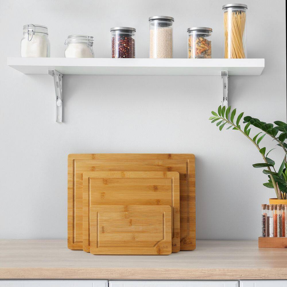 JoyJolt Bamboo 3-Piece Rectangular Cutting Board Set