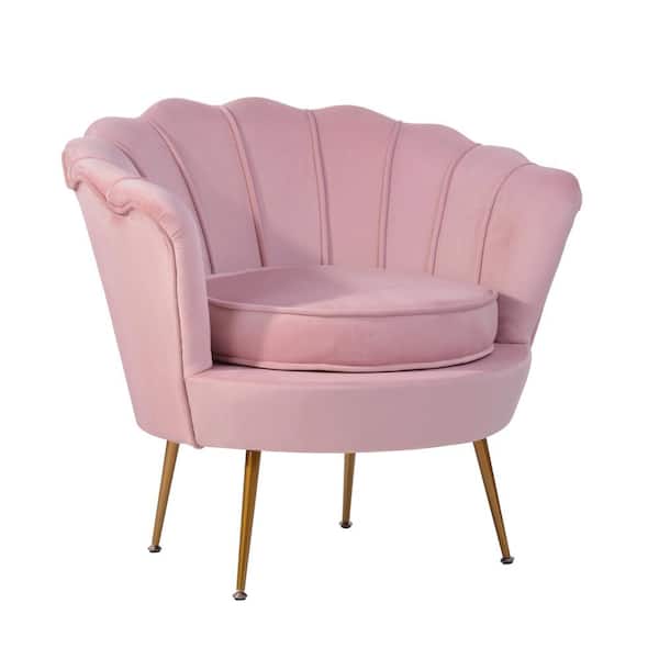 Homy Casa Gafford Blush Velvet  Upholstered Swivel Arm Chair with Removable Cushion