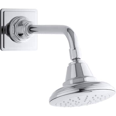 KOHLER Pinstripe 1-Spray 5.6 in. Single Wall Mount Fixed Rain Shower Head in Polished Chrome