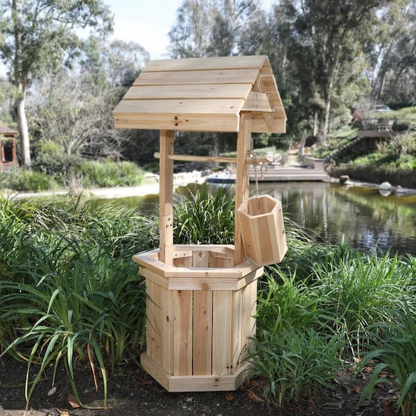 55 in. Decorative Wood Wishing Well