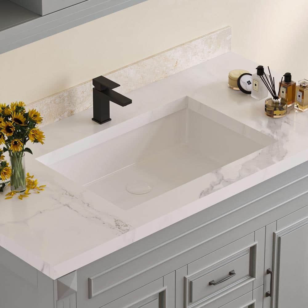 DeerValley 22" White Ceramic Rectangular Undermount Bathroom Sink