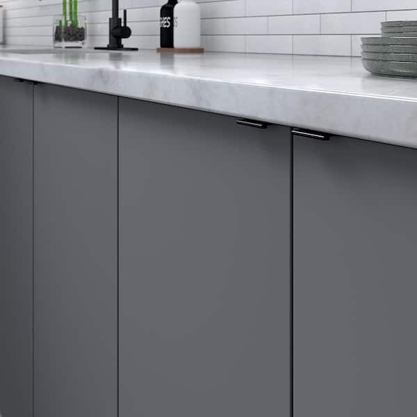 Lincoln Collection 1 in. (25 mm) Modern Brushed Black Cabinet Egde Pull