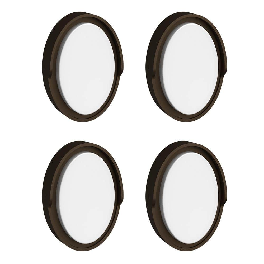 100-Watt Equivalent Integrated LED Bronze Dusk to Dawn 5CCT 10 in. Oval Wall Pack Light (4-Pack) price history on PriceWatchPro