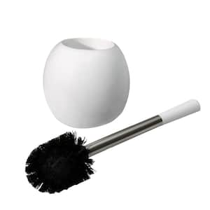 Ceramic Dome Stainless Steel Toilet Brush and Holder in White