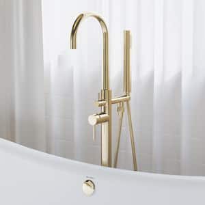 Ivy 1-Handle Freestanding Bathtub Faucet in Brushed Gold