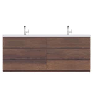 Paterno 84 in. W x 19 in. D Bath Vanity in Rosewood with Acrylic Vanity Top in White with White Basin